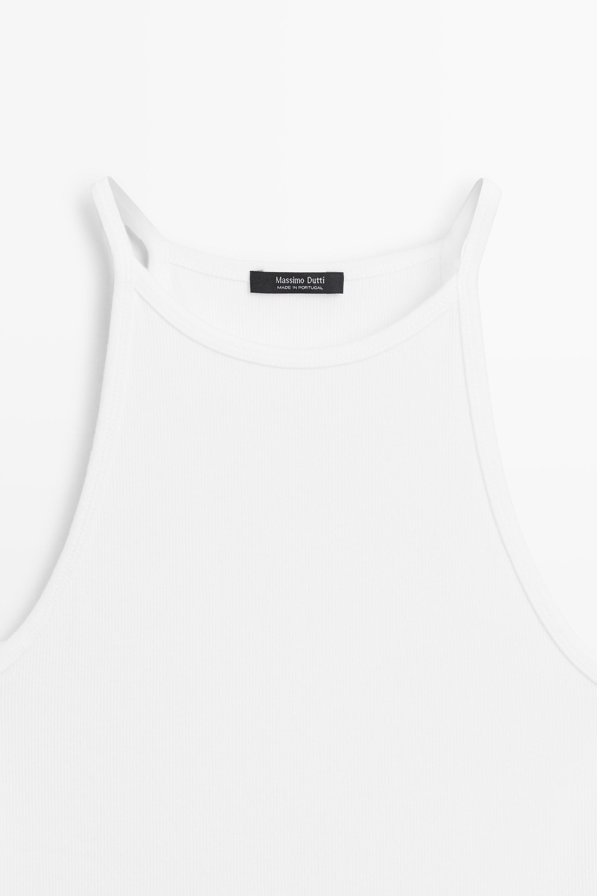 Top encolure américaine en coton mélangé